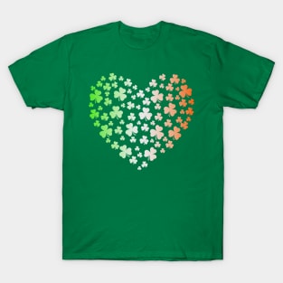 St Patrick's Day Irish Tricolour Flag Shamrock Heart T-Shirt